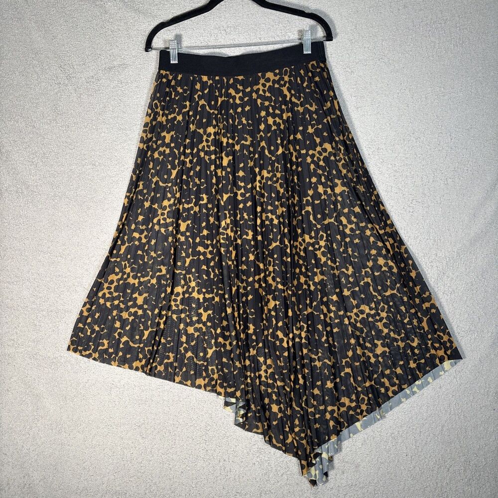 Nordstrom Cristina Martinez Pleated Maxi Skirt‎ Sz M Animal Print Retro Festival